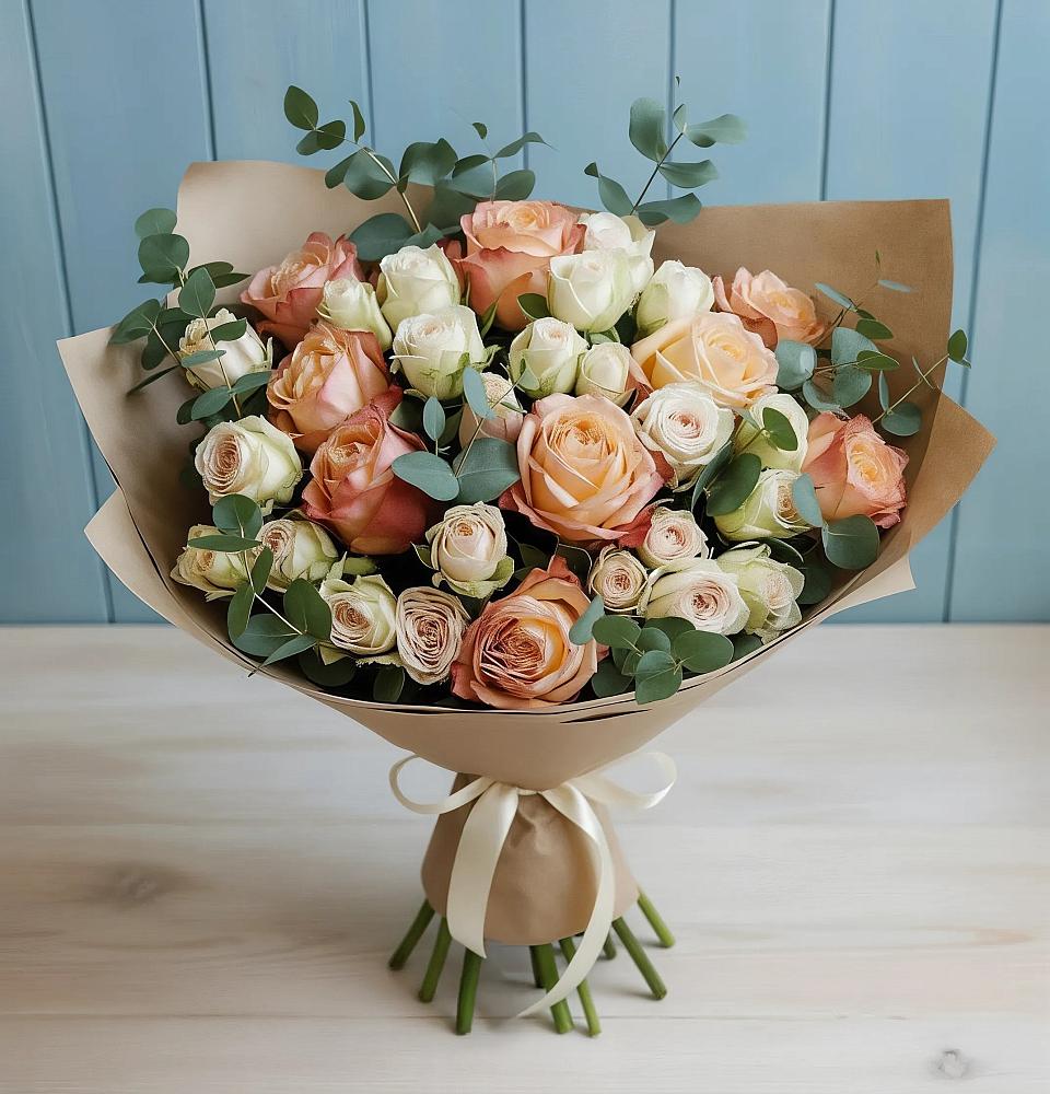 Букет цветов из: Альстромерии и Розы в Суоярви