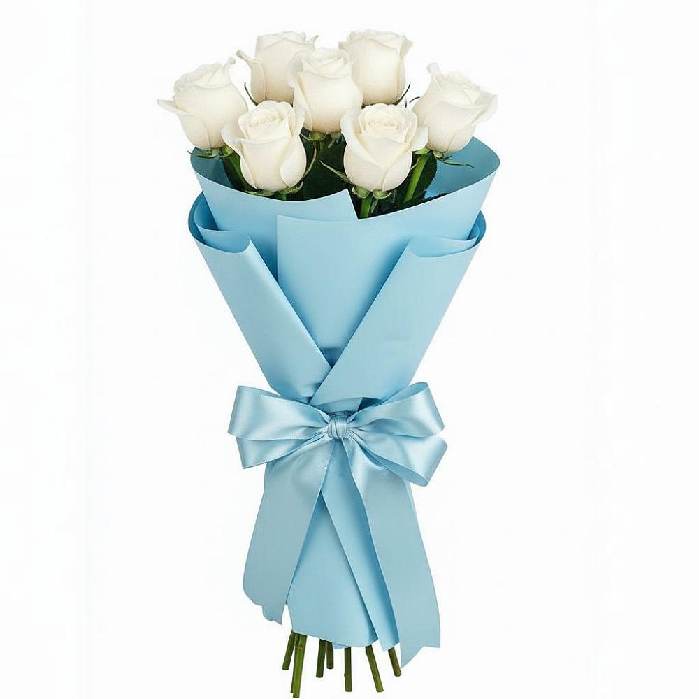 Букет 7 белых роз Проуд в Суоярви