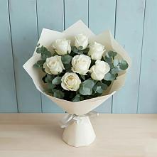 Букет Белые розы в Эвкалипте #REPLACE_PRED# Суоярви